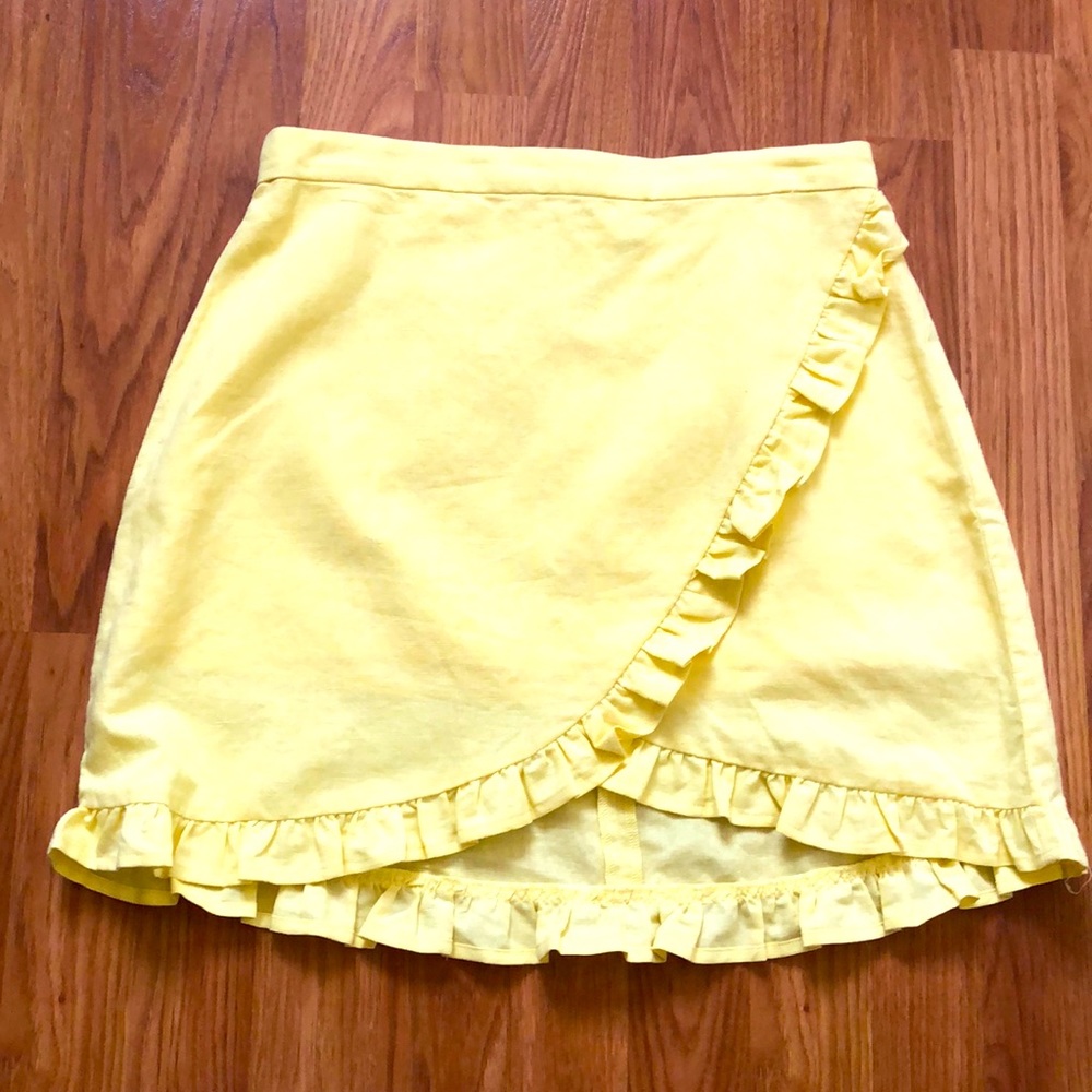 Capulet Yellow Linen Blend Madeleine Mini Skirt Sz M